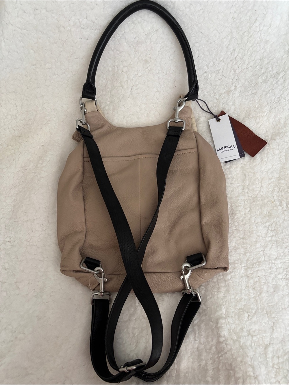 American Leather Two-Tone Beige & Cream Backpack - Picture 3 of 11